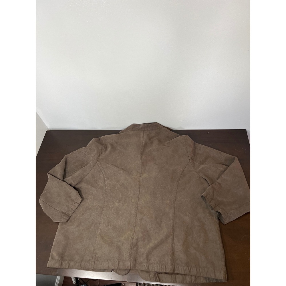 Jaclyn Smith Mens Faux Suede Jacket Brown Button Front Mandarin Collar 26W - Picture 5 of 6